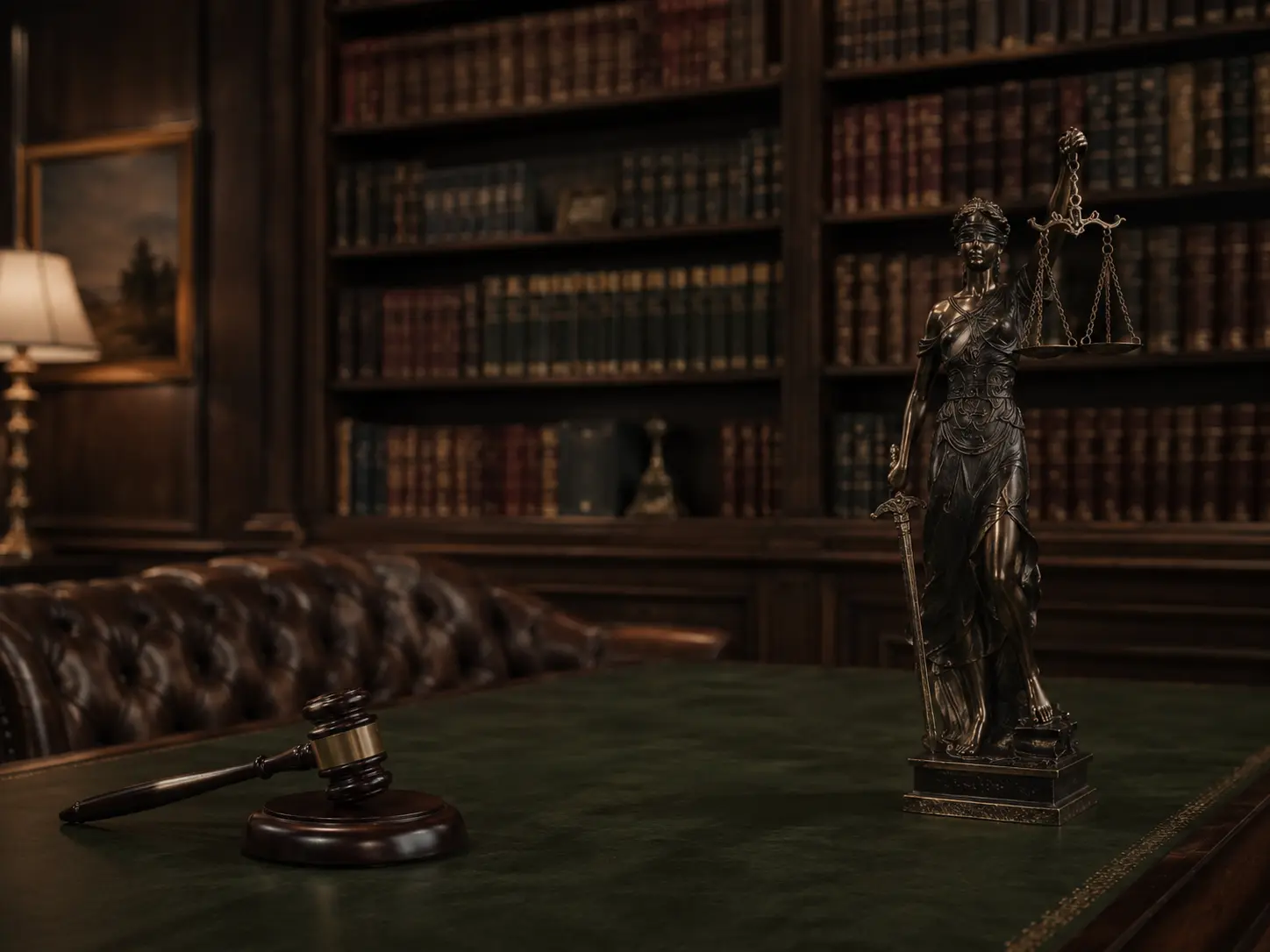 Law library and Lady Justice